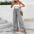 thumbnail image 2 of CIENVNSTG Floral Palazzo Boho Flowy Baggy Pants for Women Elastic High Waist Wide Leg Vacation Casual Long Lounge Trendy Trousers White S, 2 of 6