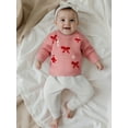 thumbnail image 6 of Miaouyo 0-3T Toddler Baby Girls Knit Christmas Fall Sweaters Long Sleeve Round Neck Bow Candy Cane Embroidery Knitwear, 6 of 9