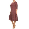thumbnail image 3 of MOA Collection Women's Plus Size A-line Round Neck 3/4 Sleeves Polka Dot Dress, 3 of 4