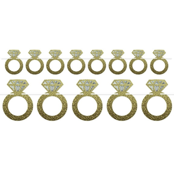 Club pack of 12 Gold Bachelorette Party Diamond Wedding Ring Streamers Decors 72"