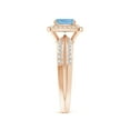 thumbnail image 3 of Angara Natural 0.88 Ct. Aquamarine with Diamond Halo Ring in 14K Rose Gold for Women (Ring Size: 3), 3 of 9