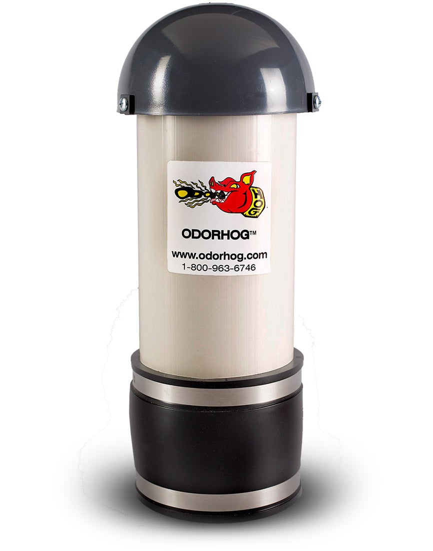 OdorHog Mushroom Cap Vent Stack Pipe Filter 4" PVC Clamp On, Removes