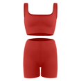 thumbnail image 5 of Hpapadks Women's Gym Sets 2 Piece Seamless Running Fitness Wear Slim Sleeveless Solid Square Neck Tank Tops Shorts Yoga Suit Yoga Outfits for Women L, 5 of 6