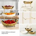 thumbnail image 3 of Fruit Bowl for Kitchen Counter Ceramic Gold Fruit Bowl Fruit Tray with Metal Stand ed Fruit Basket Fruit Rack for Snacks Nuts Bread Candy Storage (Gold triple layer), 3 of 4