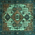 thumbnail image 1 of Ahgly Company Machine Washable Indoor Square Persian Turquoise Blue Traditional Area Rugs, 3' Square, 1 of 4