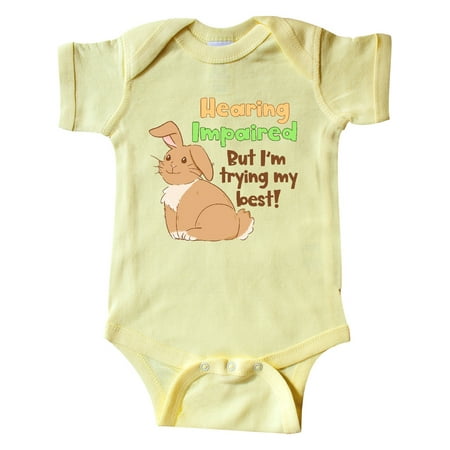 

Inktastic Hearing Impaired but I m Trying my Best Cute Brown Bunny Gift Baby Boy or Baby Girl Bodysuit