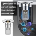 thumbnail image 4 of HomeLife Pop-Up Sink Stopper for 1.1-1.45 Inch Upgraded 2-in-1 Design with Removable Stainless Steel Basket Hair Catcher Easy Install Clean Bathroom Sink Stopper Replacement, 4 of 13