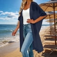 thumbnail image 2 of Women's Lightweight Open Front Knit Cardigan Cover-Up Sweater with Loose Fit Breathable Fabric for Casual Daily Wear Loungewear Vacation Beach | CSEONE,Navy L, 2 of 9