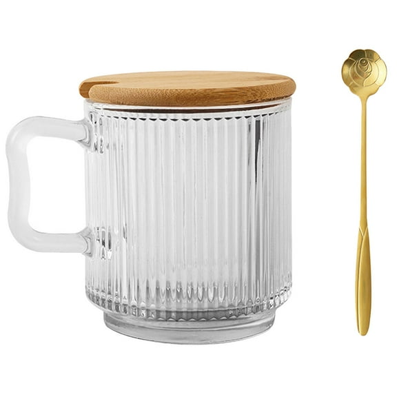 EXHUMKY Clear Coffee Cup with Lid Glass Transparent 1 Set Back to School