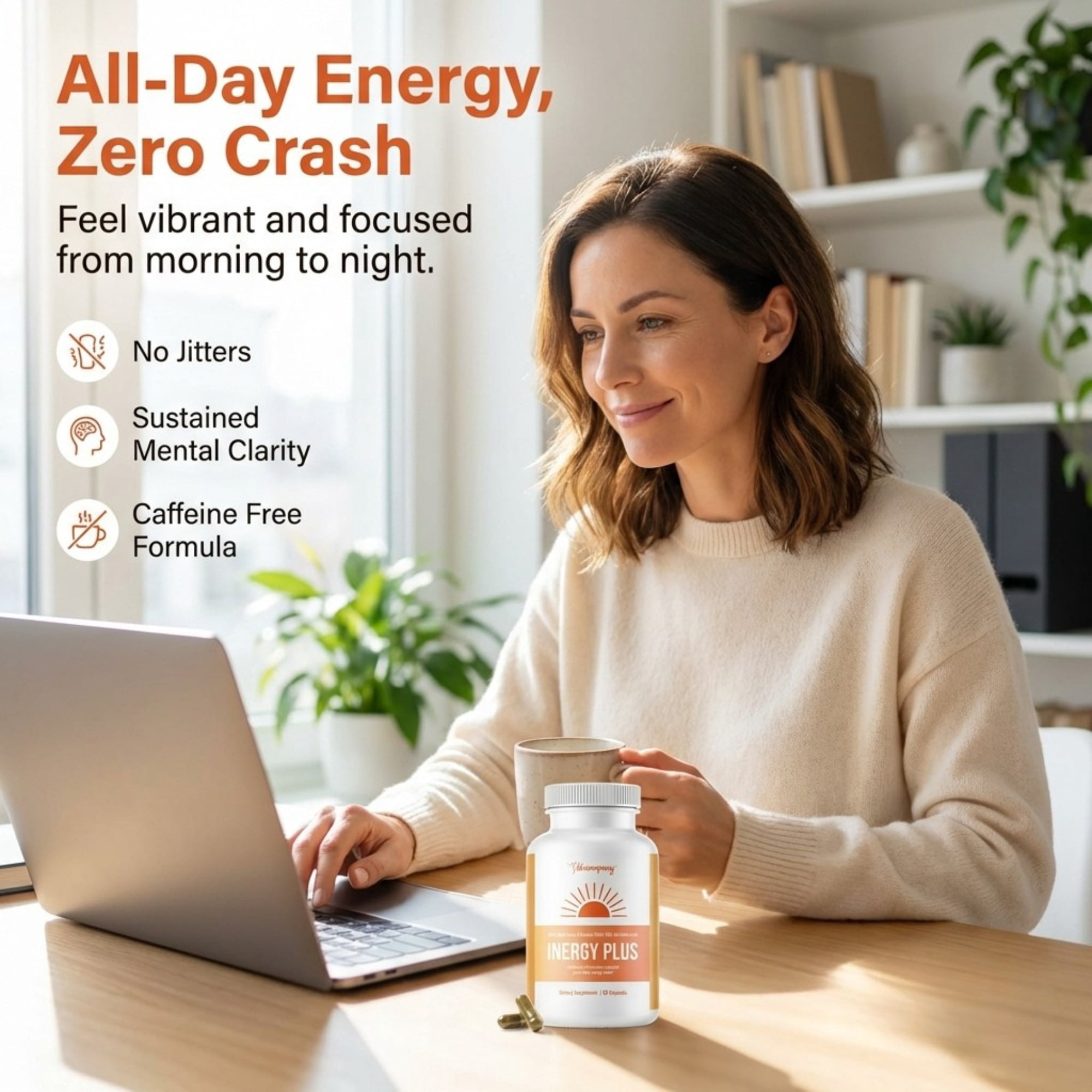 BB Company InergyPlus Natural Energy Supplement for Women and Fatigue, Mental Focus, Caffeine-Free, 60 Capsules