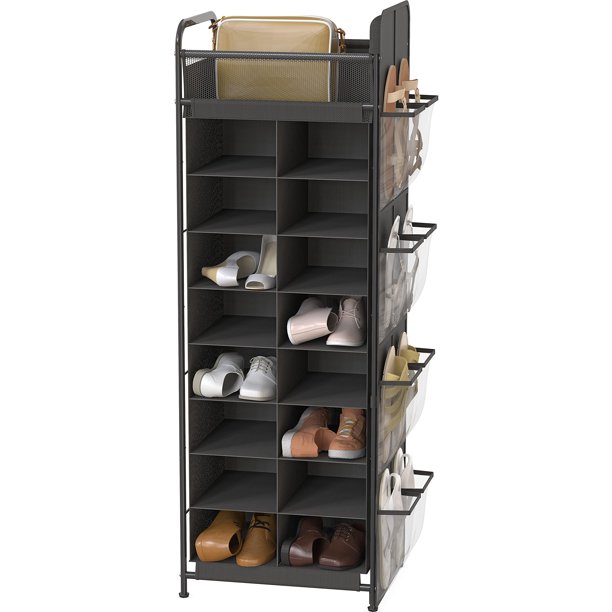 Simple Houseware Shoe Stand Tower Rack w/ side hanging bag 20Pair