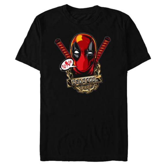 Marvel Deadpool Wade Wilson Swords and Chains - Short Sleeve Blended T-Shirt for Adults - Customized-Black