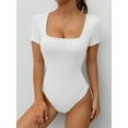 thumbnail image 5 of MOYIKO Square Neck Tops for Women Short Sleeve Bodysuit for Women Fitted Tight Tops, 5 of 9