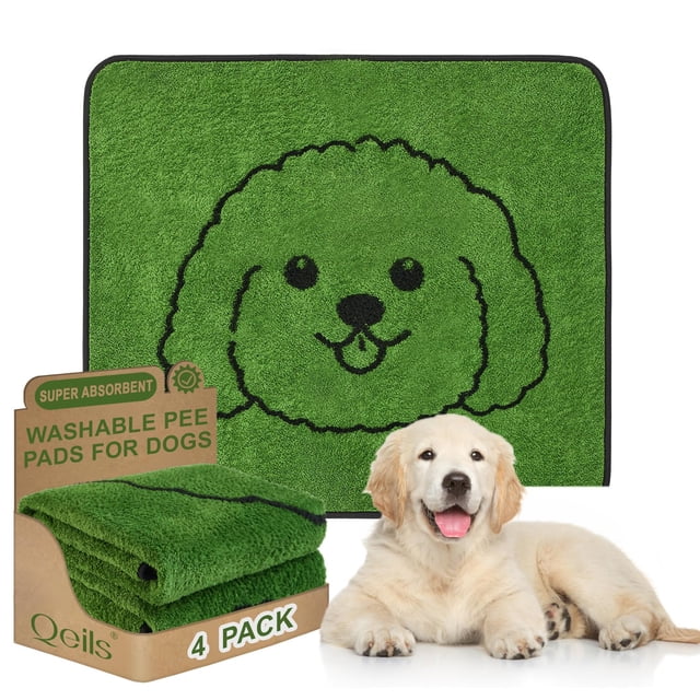 Alfombrillas Reutilizables para Cachorros Qeils, Pañales Lavables para Perros, Paquete de 4