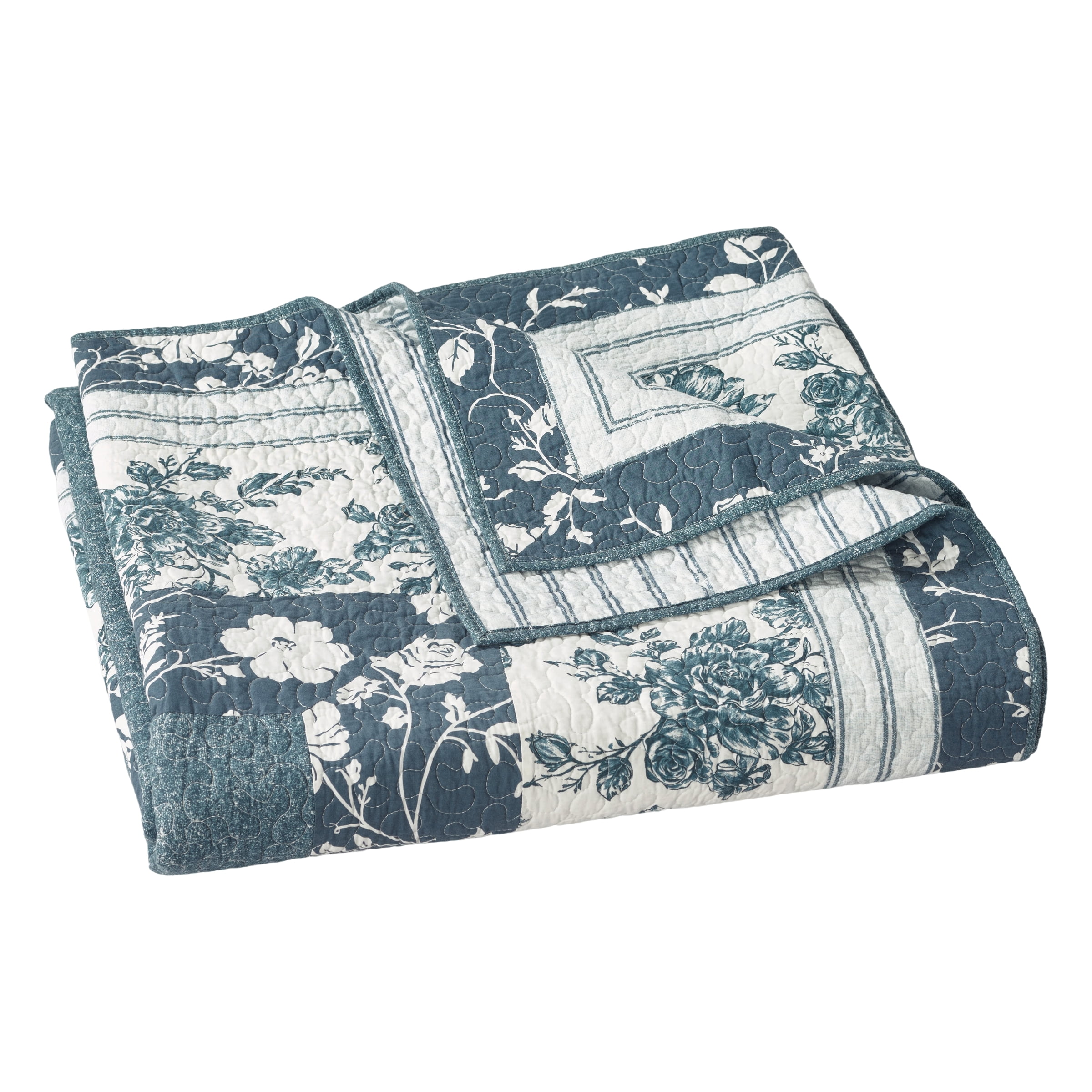 The Pioneer Woman Avery Cotton Patchwork Quilt, Full/Queen, Blue Dust