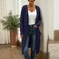 thumbnail image 2 of Winter clothing for women Plus Size Hooded Cardigan Sweater Open Front Knit Coat With And Pockets, 2 of 5