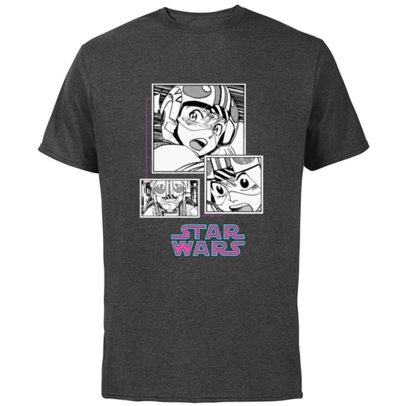 Star Wars Manga Luke Skywalker X-wing Pilot Comic Panels - Short Sleeve Cotton T-Shirt for Adults - Customized-Charcoal