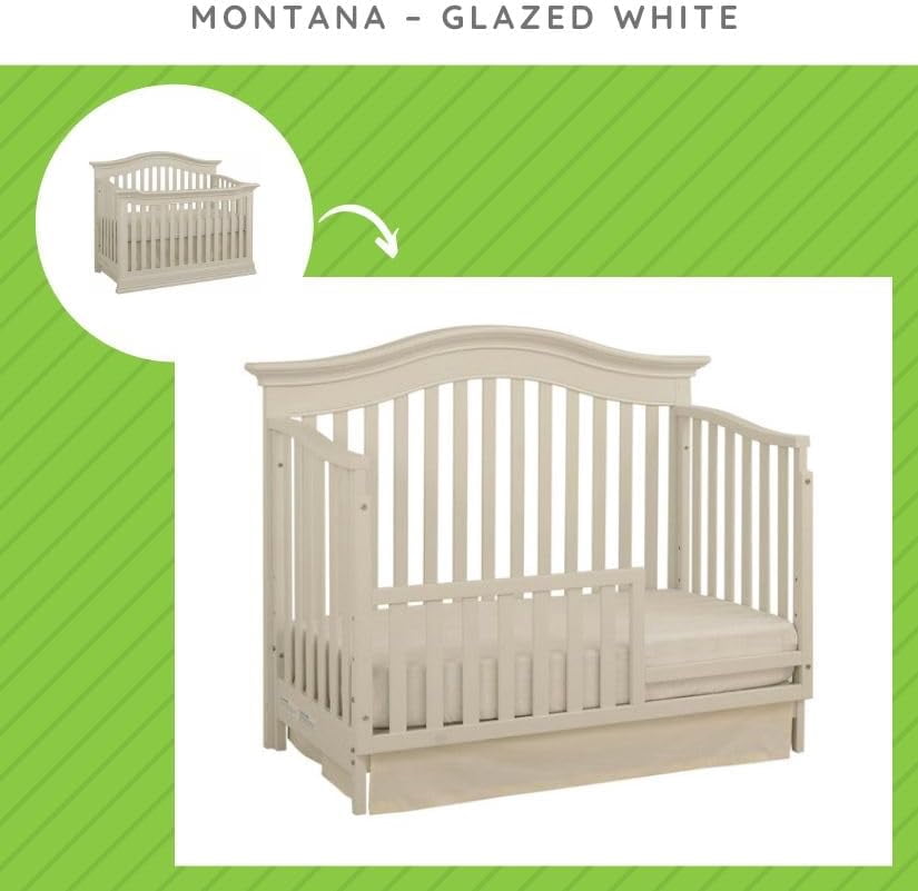 Toddler Bed Safety Guard Rail for Baby Cache Cribs (Glazed White)