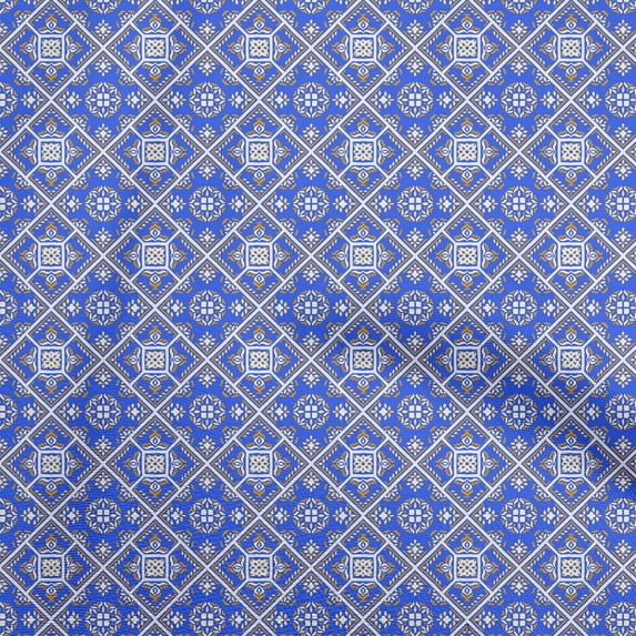 oneOone Rayon Blue Fabric Mosaic Sewing Fabric By The Yard Printed Diy Clothing Sewing Supplies 56 Inch Wide