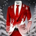 thumbnail image 2 of KHONTS Christmas Blazer for Men Xmas Snowflake Shawl Lapel Button Tuxedo Jacket Holiday Christmas Suit Coat 06-Red M, 2 of 3