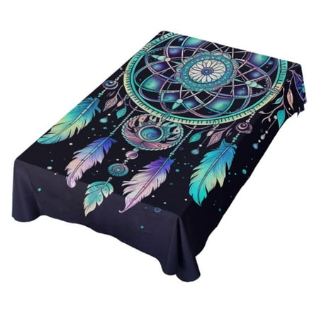 

JSTEL Laser Dreamcatcher Rainbow Bohemian Table Cloth Rectangle 54 x 72 Inch Tablecloth Anti Wrinkle Table Cover for Dining Kitchen Parties