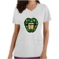 thumbnail image 3 of BiZtdJrK St Patricks Day Scrubs for Women Funny Shamrock Print Tees Shirts Loose Fit Casual V Neck Scrub Tops Summer Vacation Outfits White L Todays Sales, 3 of 5