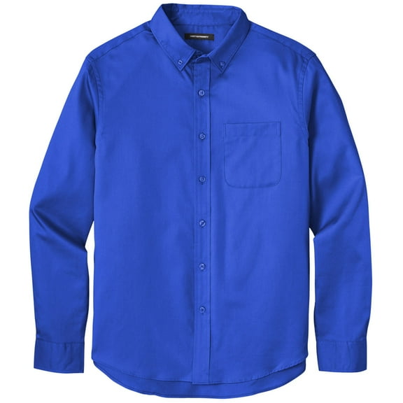 Men's Easy-Care Wrinkle-Resistant Twill Shirt with Pocket, Extra-Small Royal Blue