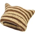 thumbnail image 1 of Gorro de Punto para Mujer - Gorro con Orejas de Gato Beige Gorro de Punto elástico cálido para Gorro de esquí de Invierno para niñas adultas, 1 of 5