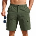 thumbnail image 2 of Domzle Mens Cargo Shorts Casual Drawstring Elastic Waist Stretch Shorts with Pockets Button Closure for Summer Work Outdoor Army Green M, 2 of 10