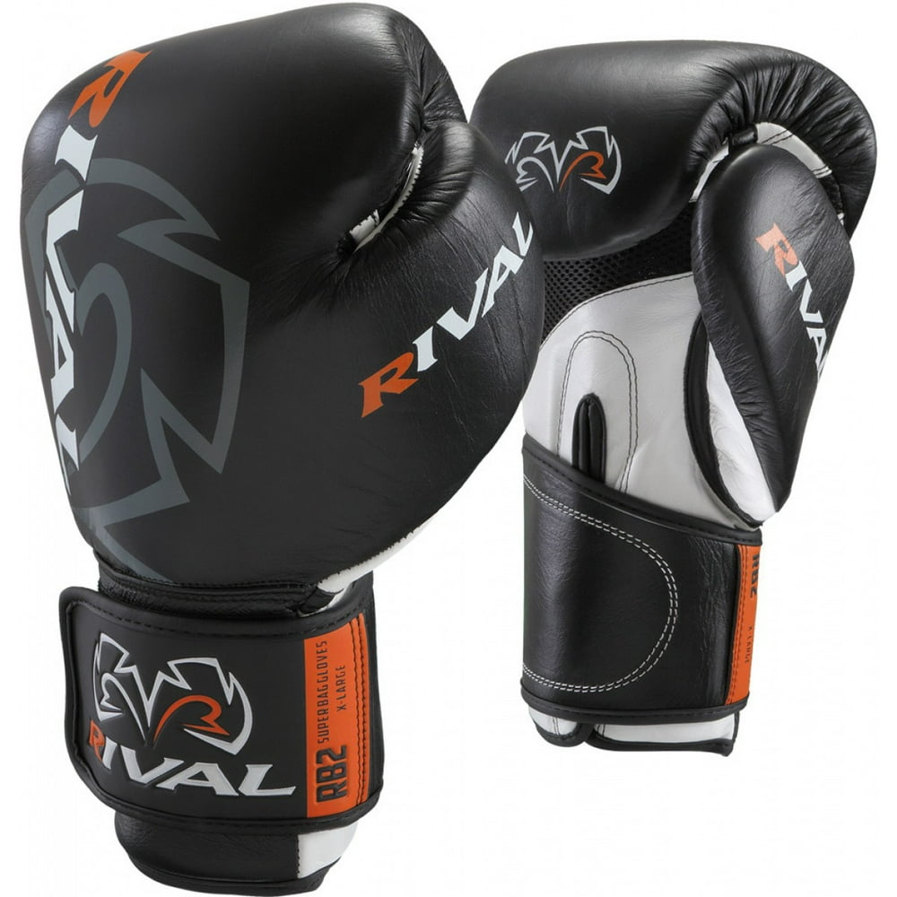 Rival Boxing Hook and Loop Super Bag Boxing Gloves - 12 oz - Black ...