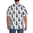thumbnail image 3 of Uemuo Blue Leaves Pattern Cotton Linen Short Sleeve Shirts,Casual Lightweight Button Down Shirts,Vacation Beach Summer Tops-4X-Large, 3 of 7