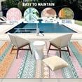 thumbnail image 4 of Hasoo 10' x 20' Orange/Green Outdoor Rug for Patio Decor Waterproof Plastic Straw Modern Geometric Carpet PP Tube Woven Portable Camping Mat for Picnic Balcony, 4 of 6