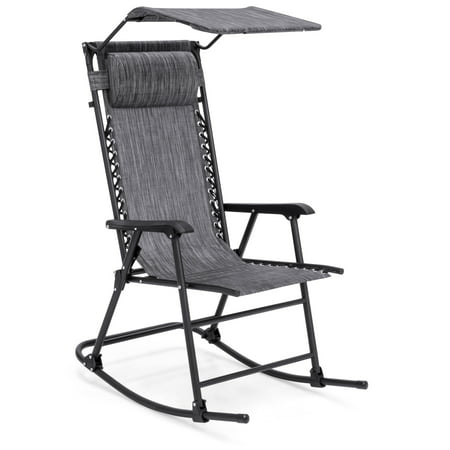 Best Choice Products Outdoor Folding Mesh Zero Gravity Rocking Chair with Attachable Sunshade Canopy and Headrest, (Best Rocking Chair Ever)