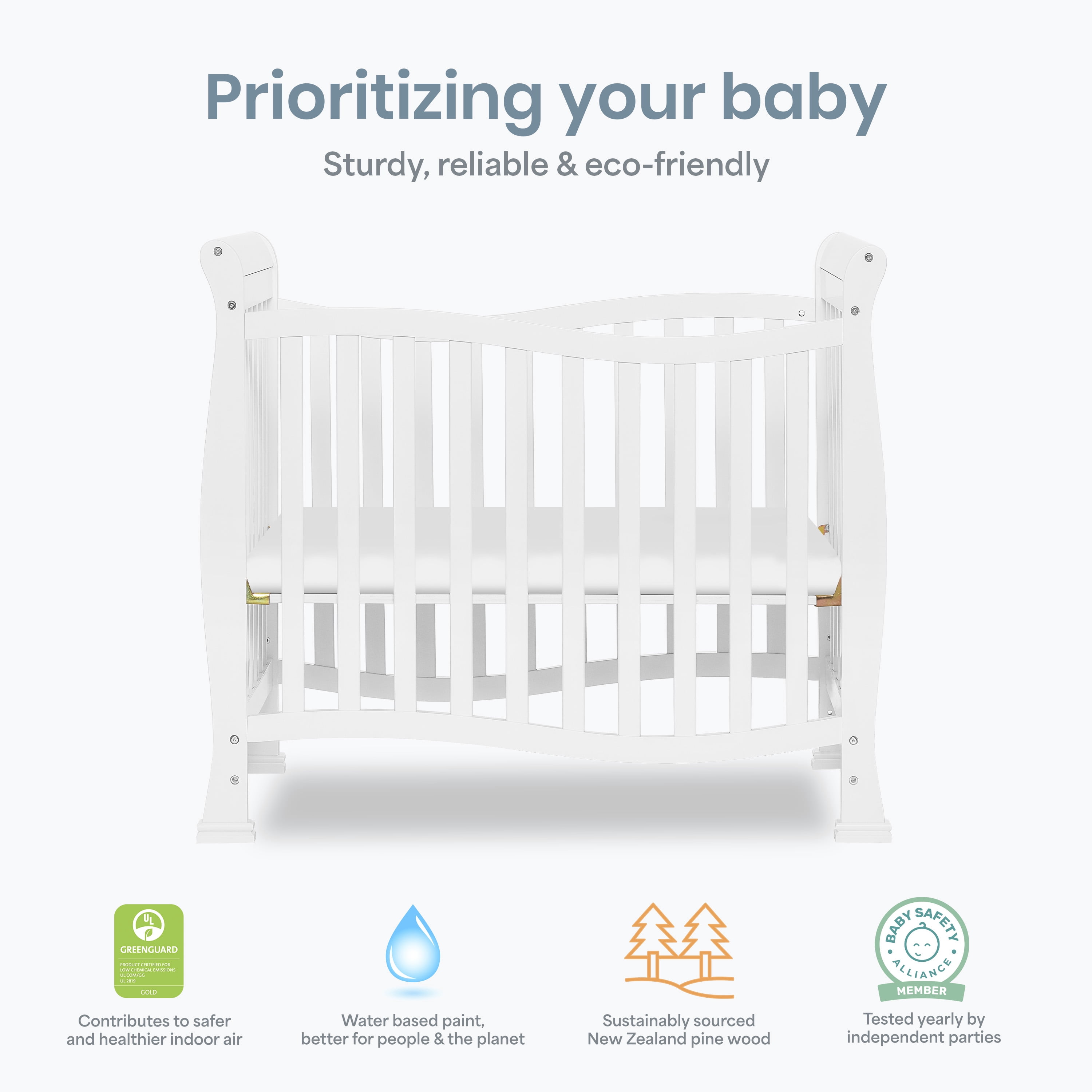 Piper 4 in 1 Convertible Mini Crib-Finish:White