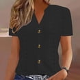 thumbnail image 2 of TRUBKH Button Down Shirts Short Sleeve Shirts for Women Gauze Shirts for Women Womens Shirts Spring/european and American Border Station New Button V Neck T Shirt Casual Shirts for Women Black M, 2 of 7