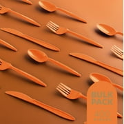 PLASTICPRO Plastic Silverware Kitchen Utensil Set Disposable Plastic Forks, Spoons and Knives, 400 Pack