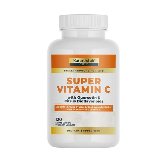 Nature`s Lab Gold Super Vitamin C 1000mg – 120 Capsules (2 Month Supply) - Immune System Support – Contains Bioflavonoids Complex & Quercetin – Non-Acidic, Non-GMO, Gluten Free, Vegan