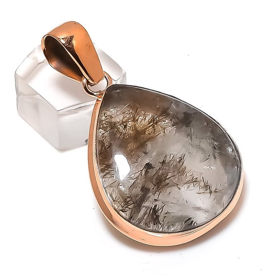 Natural Copper Rutile Gemstone Handmade Copper Jewelry Pendant 2.01"