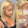 thumbnail image 2 of Blonde Bob Wig Human Hair 13X4 Lace Front Wigs Pre Plucked Bleached Knots 150% Density 613 Lace Front Wig Human Hair Straight Short Bob Wigs Human Hair Lace Frontal Wigs for Women (12inch), 2 of 7