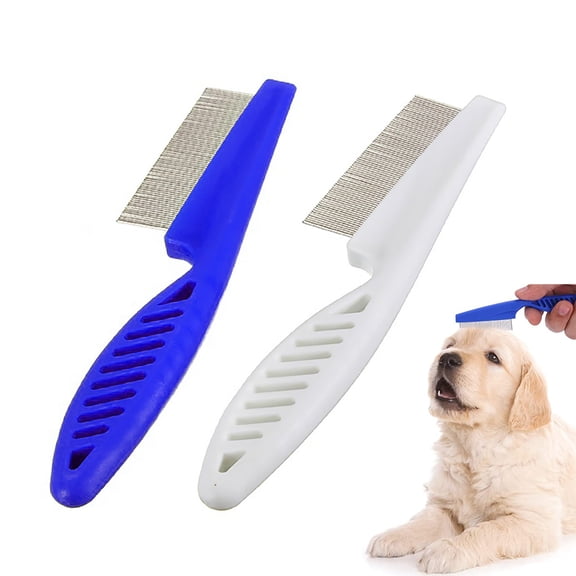 Meidiya 2Pcs Flea Comb for Dogs and Cats,Dog Comb for Removes Tangles and Knots with Ergonomic Grip Handle,Pet Hair Comb for Home Grooming