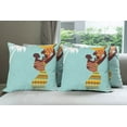 thumbnail image 6 of Ambesonne Retro Throw Pillow Cover 4 Pack, Mother, 16", Turquoise Marigold, 6 of 7
