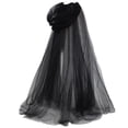 thumbnail image 3 of Capa de tul con capucha de malla de bruja, capa larga de malla negra y blanca para bodas, novias, hasta el suelo, capas de malla suave para Halloween, carnaval, 3 of 5