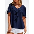 thumbnail image 4 of PRETTYGARDEN Women's Summer Dressy Casual Blouses Short Sleeve V Neck Ruffle Going Out Tops Shirt Trendy Spring Outfits, 4 of 10
