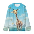 thumbnail image 6 of Jiueut Cartoon Giraffe Shirts for Girls 3-4 Years Old Toddler Girls Long Sleeve T-Shirts Crewneck Shirt for Girls Fall Outfits for Kids Girls Trendy Daily Clothes, 6 of 7