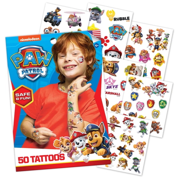 Tatuajes temporales Savvi Paw Patrol, 50 personajes de 4 a 12 años o más