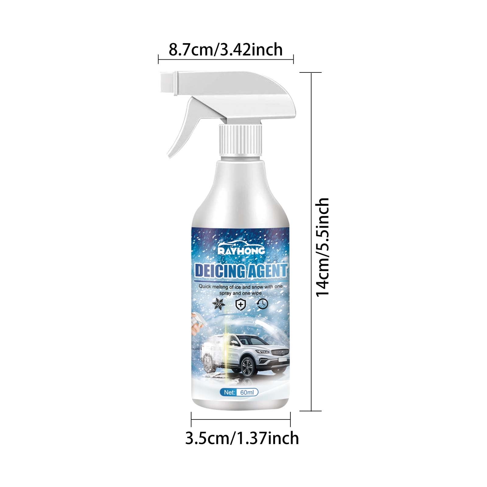  Auto Windshield Deicing Spray, De-Icer for Car Windshield,  Windshield Spray De-Icer for Car Windshield Windows Wipers and Mirrors,  Fast Ice Melting Anti Frost，60ml (2PCS) : Automotive