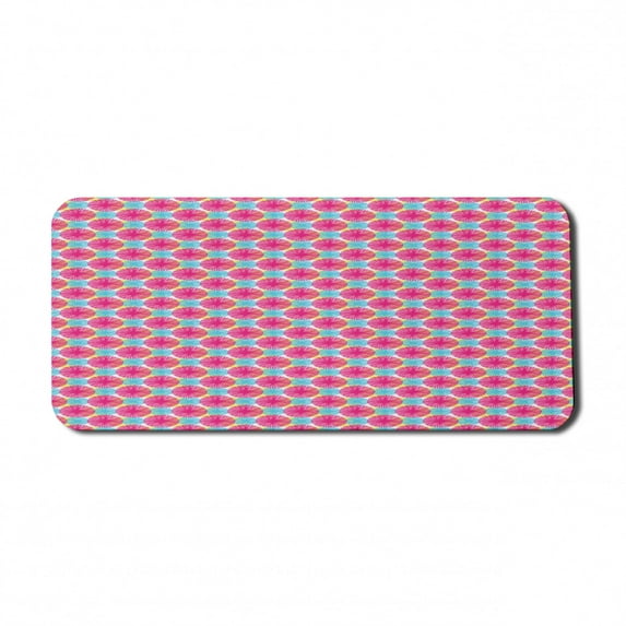 Summer Computer Mouse Pad, Fresh and Energetic View of Flower Inspired Handcraft Items, Rectangle Non-Slip Rubber Mousepad X-Large, 35" x 15" Gaming Size, Hot Pink Sky Blue, by Ambesonne