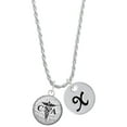 thumbnail image 1 of Delight Jewelry Silvertone Domed Black CNA Silvertone Script Initial Disc - X - Charm Necklace, 20"+3", 1 of 1
