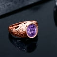 thumbnail image 4 of Gem Stone King 4.05 Ct Oval Purple Amethyst 18K Rose Gold Plated Silver Men's Ring, 4 of 5