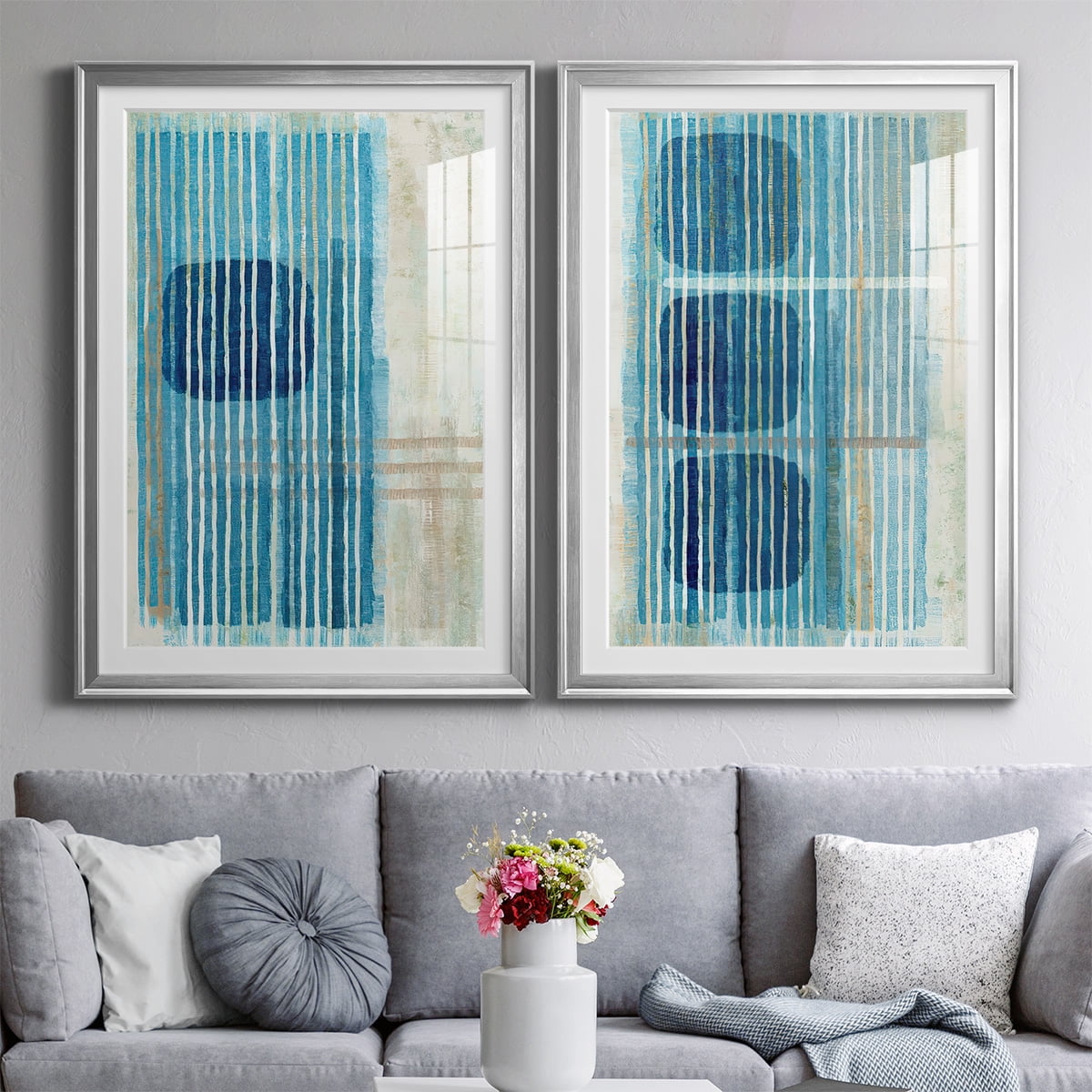 Wexford Home Blue Blue Horizon I Premium Framed Print, 26.5" x 36.5" - Ready to Hang, Silver (Set of 2)